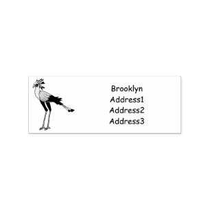 Secretary bird cartoon illustration rubber stamp