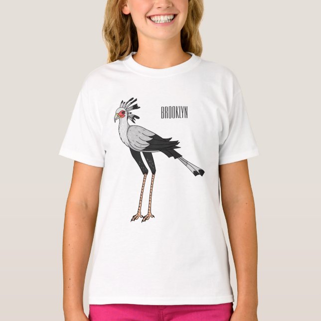 Secretary bird cartoon illustration T-Shirt (Front)