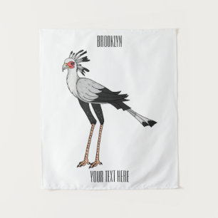 Secretary bird cartoon illustration tapestry