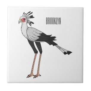 Secretary bird cartoon illustration tile
