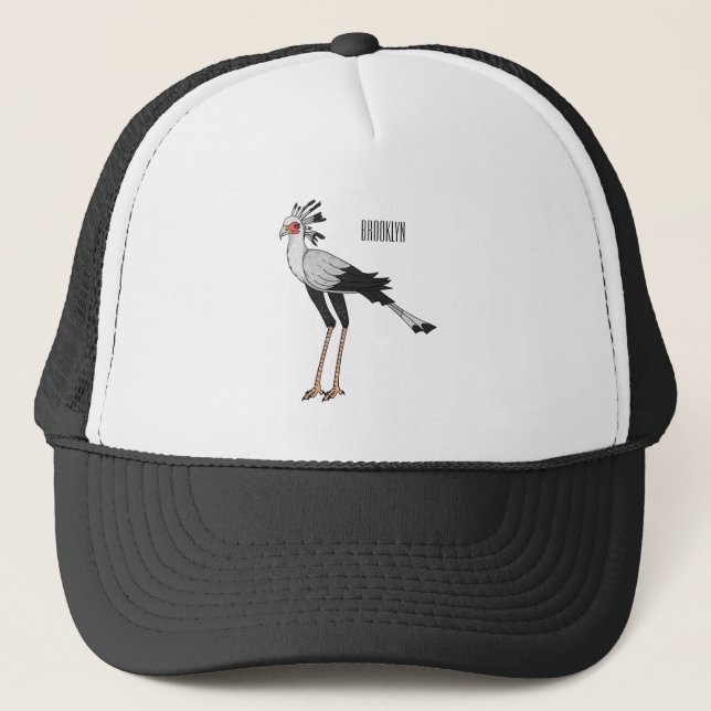 Secretary bird cartoon illustration trucker hat (Front)