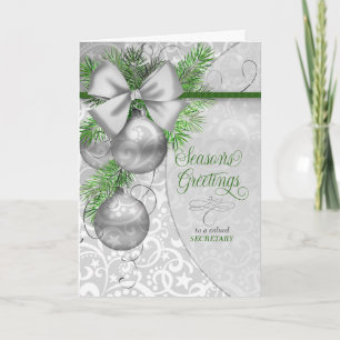 Secretary Business Season's Greetings Silver Holiday Card