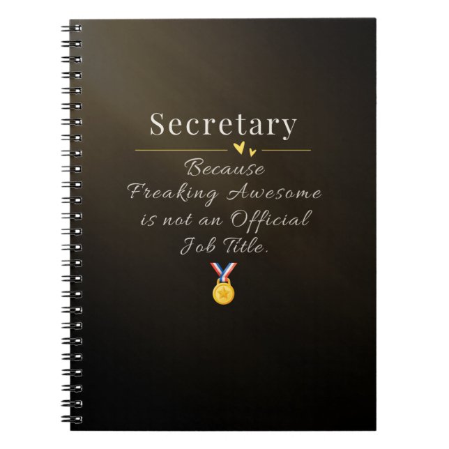 Secretary Funny Job Title Notebook (Front)
