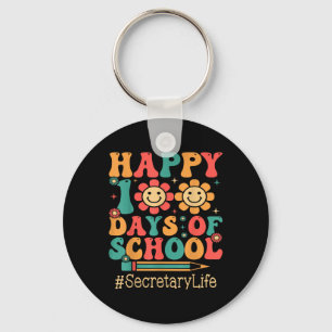Secretary Happy 100th Day Of School Groovy Appreci Keychain