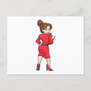 Secretary in Dress with High Heels Postcard