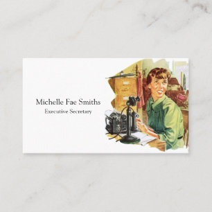 Secretary Vintage Retro Woman  Business Card