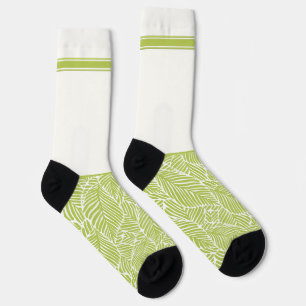 Secretly Wild Bright green leaf pattern with white Socks