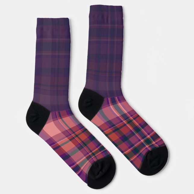 Secretly Wild dark purple plaid Socks (Right)