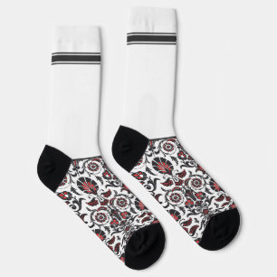 Secretly Wild Oriental floral pattern with white Socks