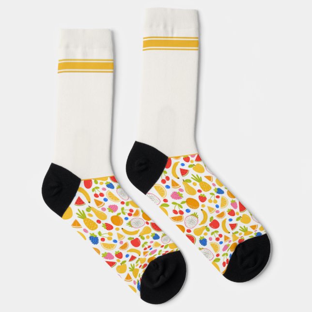 Secretly Wild Summer fruits pattern with white Socks (Right)