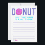 Secrets to a Happy Marriage Wedding Advice Card<br><div class="desc">Doughnut forget these secrets to a happy marriage,  pink frosted doughnut with coloured sprinkles wedding advice cards for guests to write down sage marriage advice for brides and grooms.</div>