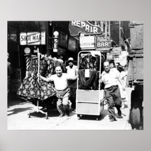 secteur de vêtement des années 1950, affiche de