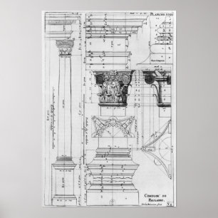 Section and elevation of a composite column poster