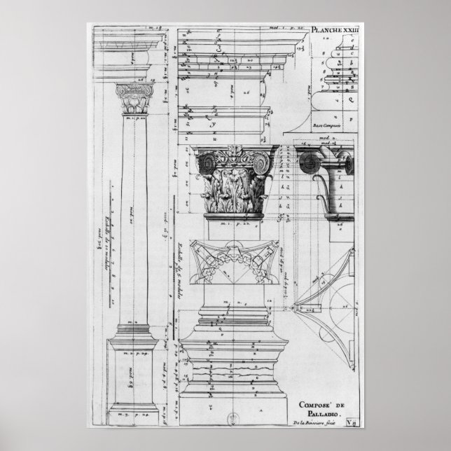 Section and elevation of a composite column poster (Front)