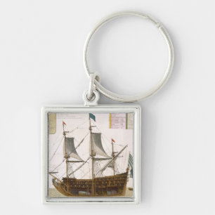 Section through a French first-rate ship of 104 ca Keychain