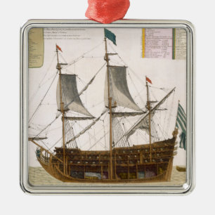 Section through a French first-rate ship of 104 ca Metal Ornament
