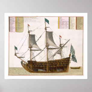 Section through a French first-rate ship of 104 ca Poster