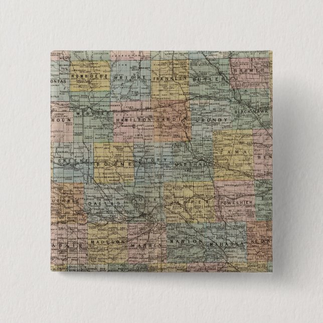 Sectional map of Iowa 2 Inch Square Button (Front)