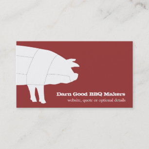 Sectioned BBQ Pig Red Business Card