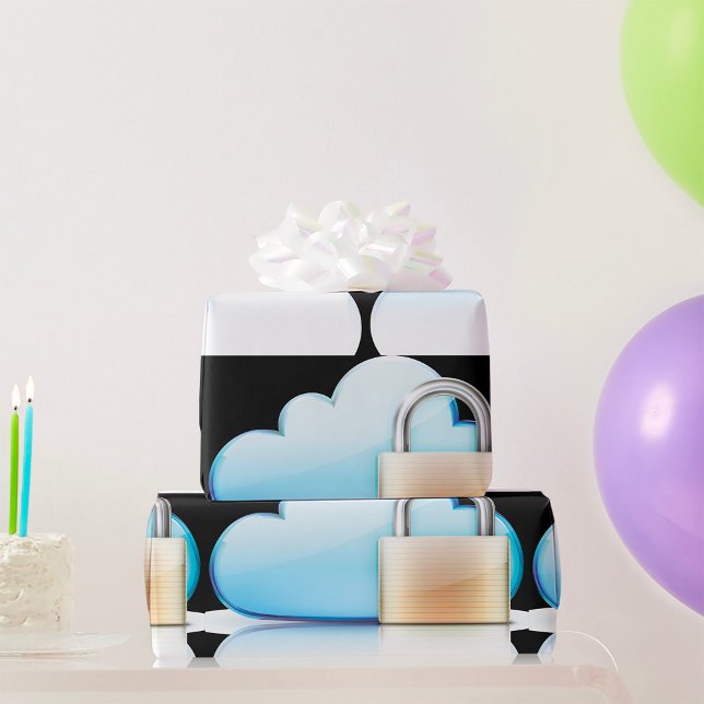 Secure Cloud Storage Icon with Padlock Wrapping Paper (Creator Uploaded)
