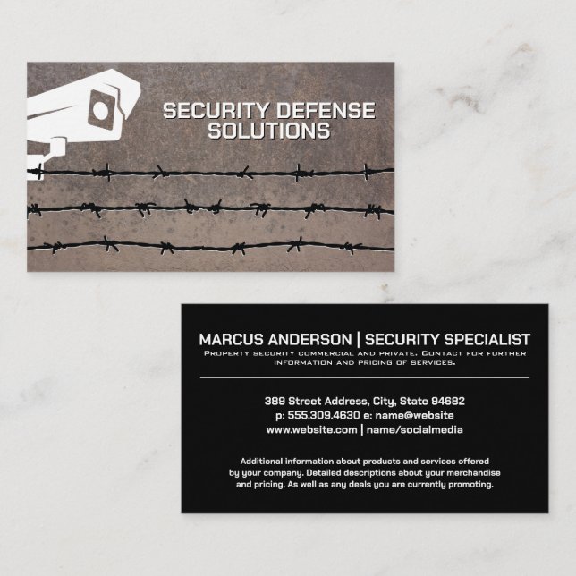 Security Camera | Barbed Wire  Business Card (Front/Back)