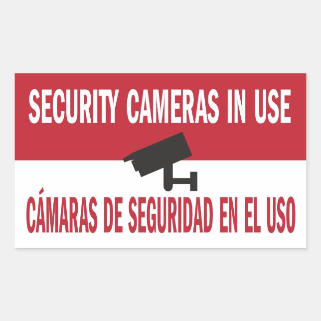 Security Cameras in Use Bilingual Spanish English Sticker (Front)