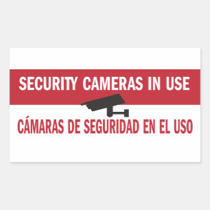 Security Cameras in Use Bilingual Spanish English Sticker