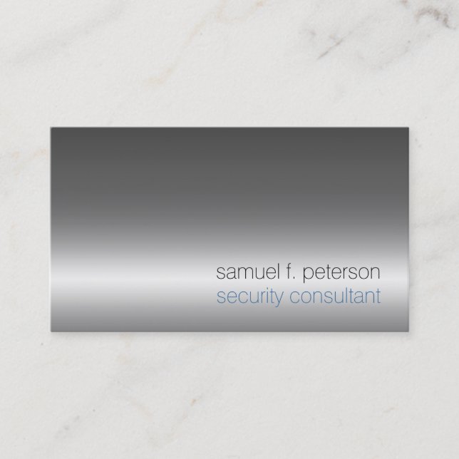 Security Consultant Special Services Chrome Silver Business Card (Front)
