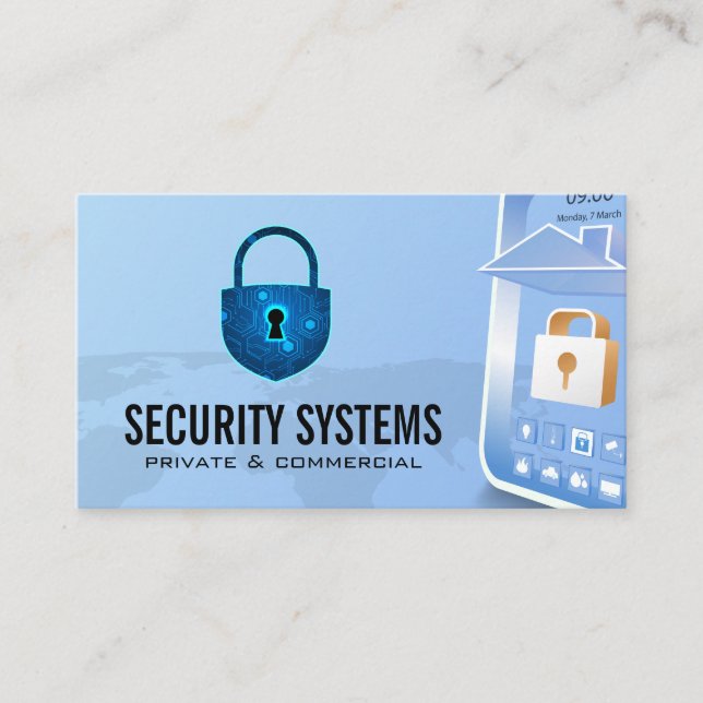 Security Cyber Lock | Smart Phone Tech Business Card (Front)