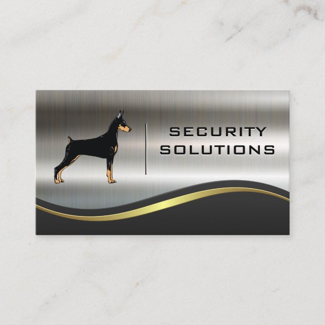 Security Dog | Metallic Background Business Card (Front)