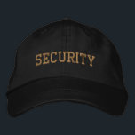 Security Embroidered Baseball Hat | Black Gold<br><div class="desc">Security hat, from Called. Great for business security personnel, private security staff, and event security staff. Shown is black baseball cap with gold embroidered lettering. Can be ordered in other hat/lettering colours and styles.</div>