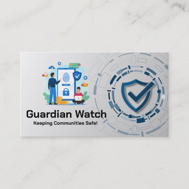 Security Fingerprint Scan Graphics | Technology Business Card (Front)