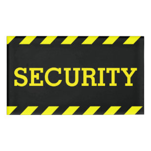 Security Guard Bright Yellow Caution Strip Name Tag