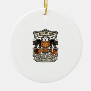 Security Guard Halloween Shirt with Black Cats & P Ceramic Ornament