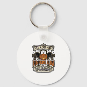 Security Guard Halloween Shirt with Black Cats & P Keychain