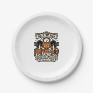 Security Guard Halloween Shirt with Black Cats & P Paper Plate