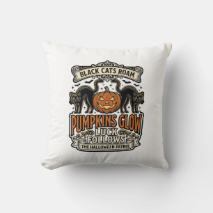 Security Guard Halloween Shirt with Black Cats & P Throw Pillow