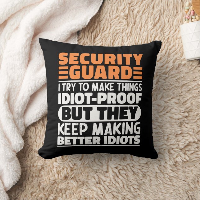 Security Guard I Try To Make Things Funny Sayings Throw Pillow (Blanket)