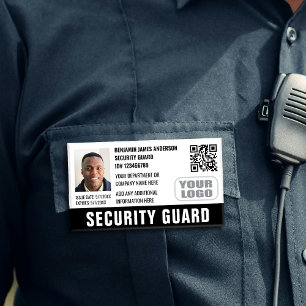 Security Guard ID Photo Name Logo QR Black Name Tag