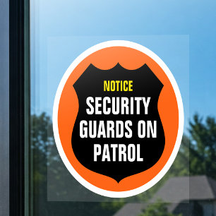 Security Guard Patrol Sign Orange Window Cling