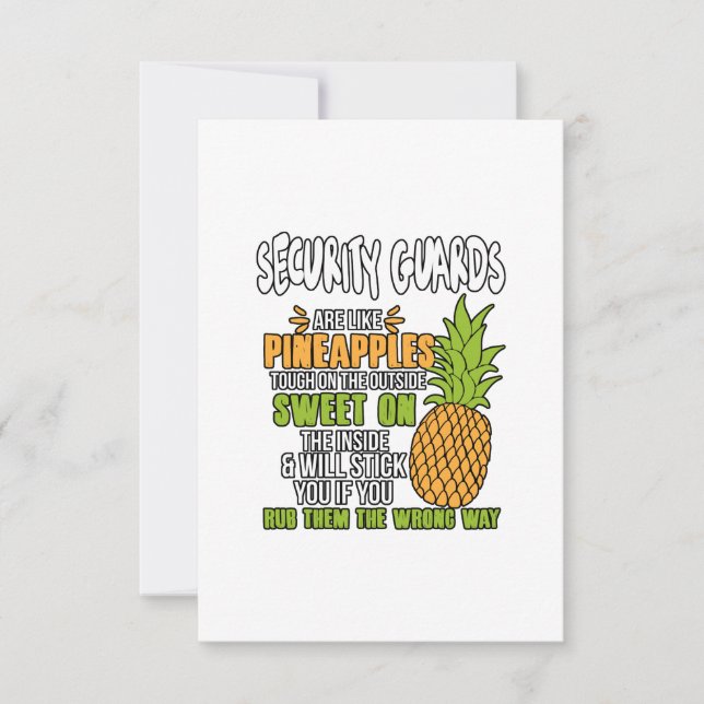 Security Guards Are Like Pineapples. Thank You Card (Front)