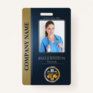 Security ID Employee Photo QR Code Blue & Silver Badge