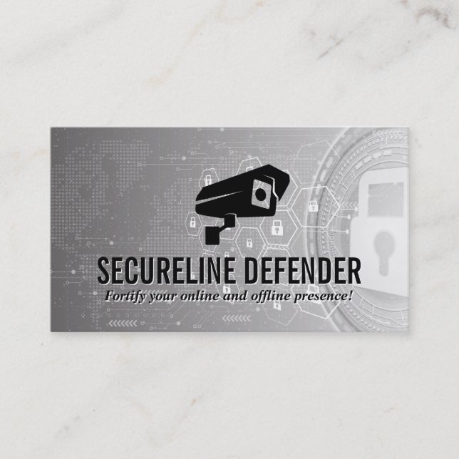 Security Logo | Cyber Tech Lock Background Business Card (Front)