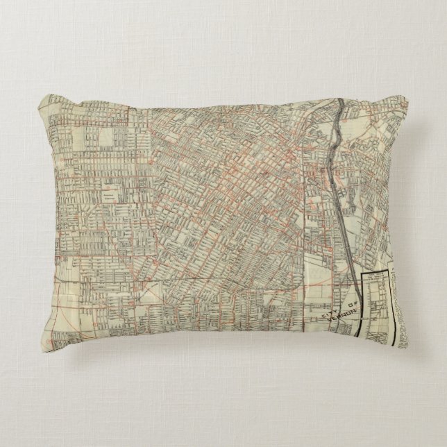 Security map and Street Railways in Los Angeles Accent Pillow (Front)