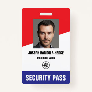 SECURITY PASS - Photo I.D. Red/Blue Badge