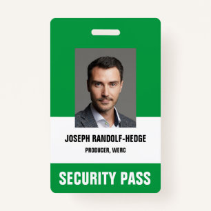 SECURITY PASS - Vertical Photo I.D. Badge
