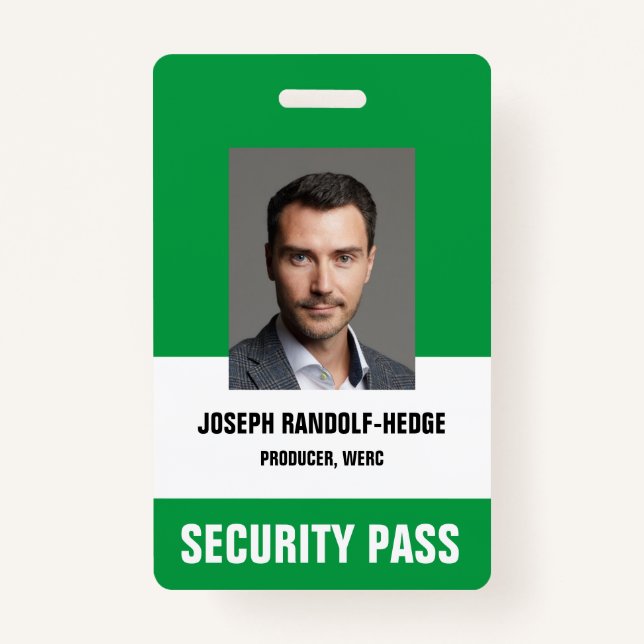 SECURITY PASS - Vertical Photo I.D. Badge (Front)