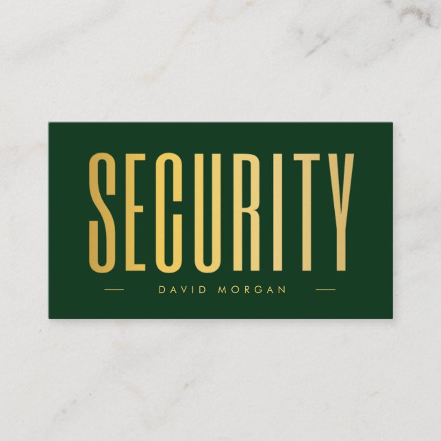 Security QR Code Logo Dark Green And Gold  Business Card (Front)