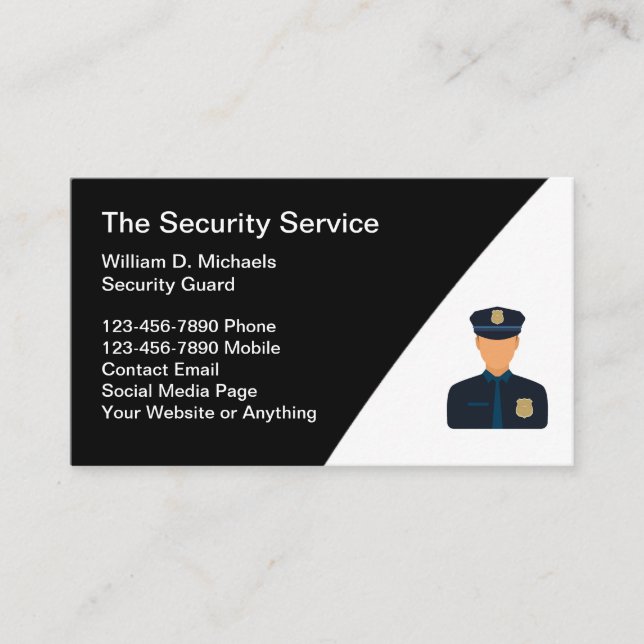 Security Services Business Card Modern Template (Front)