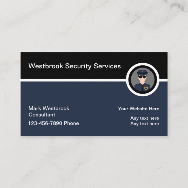 Security Services Modern Business Cards (Front)